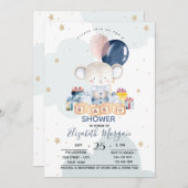 テディベアが贈る雲のベビーシャワー 招待状 (正面/裏面)