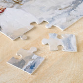 テディベアが雪だるまを作っています ジグソーパズル (側面)