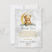 テディベアきらめく小さな星の赤ちゃんシャワー サンキューカード (正面)