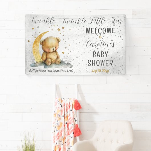 テディベアきらめく小さな星の赤ちゃんシャワー 横断幕 (インサイチュ)