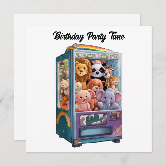 テディベアでいっぱいの自動販売機 招待状 (正面/裏面)