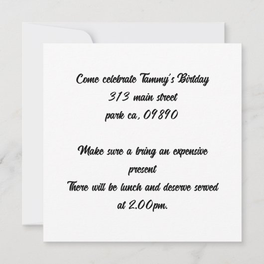 テディベアでいっぱいの自動販売機 招待状 (裏面)