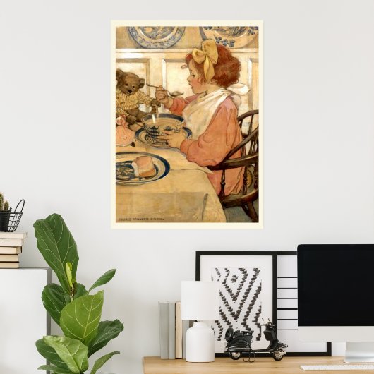 テディベアで朝食 ポスター (ホームオフィス)