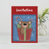 テディベアとのクリスマスおもしろい招待状 招待状 (スタンド正面)