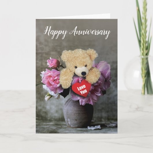 テディベアとのハッピーアニバーサリーカード サンキューカード (正面)