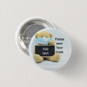 テディベアとサインお願い衣服顔マスク 缶バッジ (正面&裏面)