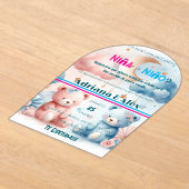 テディベアとスタージェンダーリビールカスタム アクリル招待状 (レイダウン)