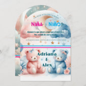 テディベアとスタージェンダーリビールカスタム 招待状 (正面/裏面)