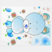 テディベアとスター フリースブランケット (正面(横))