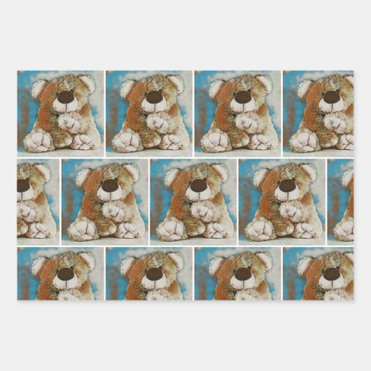 テディベアとハートギフトラップHAMbyWG ラッピングペーパーシート (正面3)