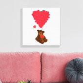 テディベアとハートバルーン キャンバスプリント (インサイチュ (リビング))