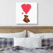 テディベアとハートバルーン キャンバスプリント (インサイチュ (寝室))