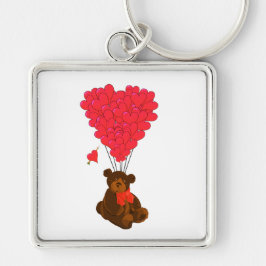 テディベアとハートバルーン キーホルダー