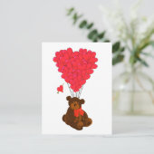 テディベアとハートバルーン ポストカード (スタンド正面)