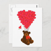 テディベアとハートバルーン ポストカード (正面/裏面)