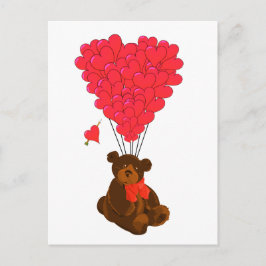 テディベアとハートバルーン ポストカード