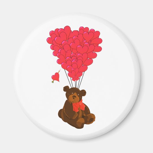 テディベアとハートバルーン マグネット (正面)