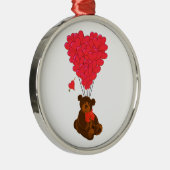 テディベアとハートバルーン メタルオーナメント (右)