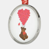 テディベアとハートバルーン メタルオーナメント (左)