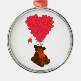 テディベアとハートバルーン メタルオーナメント