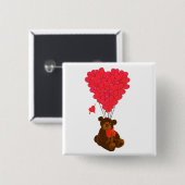 テディベアとハートバルーン 缶バッジ (正面&裏面)