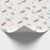 テディベアとバルーンかわいいパターンベビーギフト ラッピングペーパー (角)