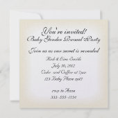 テディベアとバルーン性別によるパーティー招待の表示 招待状 (裏面)