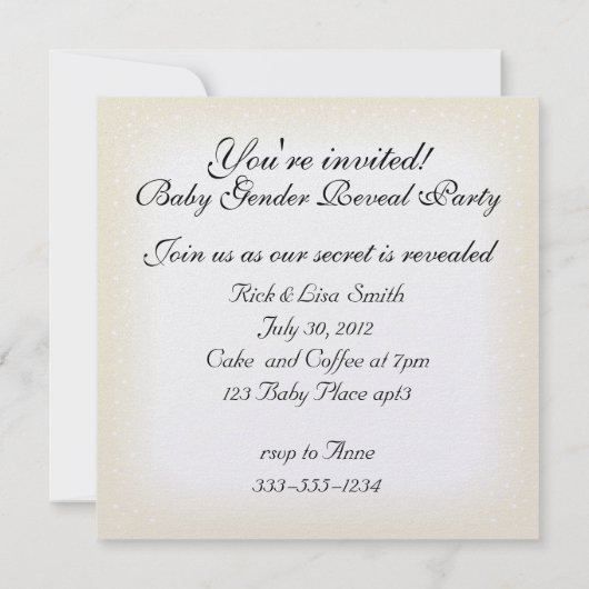 テディベアとバルーン性別によるパーティー招待の表示 招待状 (裏面)