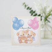 テディベアとバルーン性別によるパーティー招待の表示 招待状 (スタンド正面)