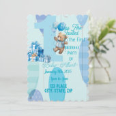 テディベアとバルーン誕生日テーマ 招待状 (スタンド正面)