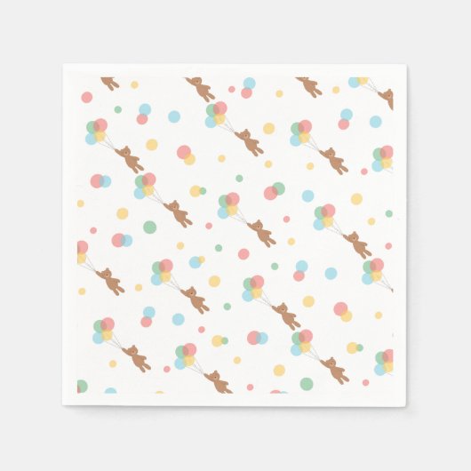 テディベアとバルーン スタンダードカクテルナプキン (正面)