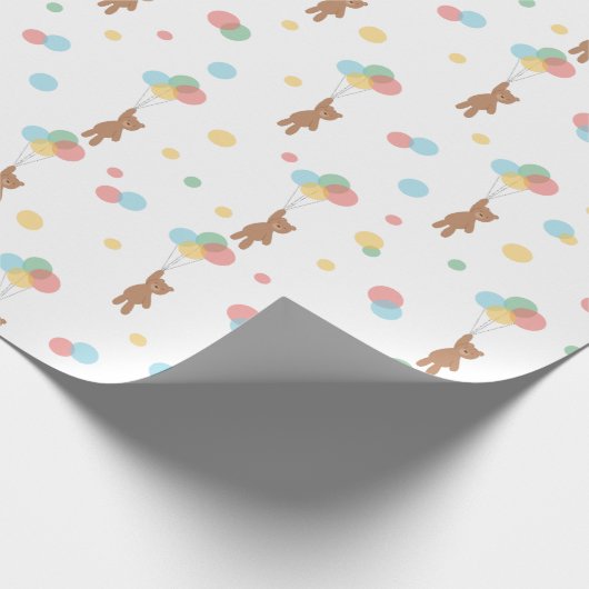 テディベアとバルーン ラッピングペーパー (角)