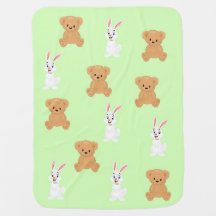 テディベアとバンニーベビーブランケット