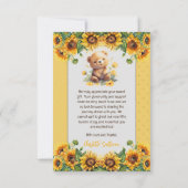 テディベアとヒマワリ赤ちゃんシャワー サンキューカード (裏面)