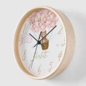 テディベアとピンクバルーンパーソナライズされた 壁時計 (傾斜)