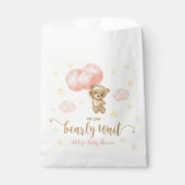 テディベアとピンクバルーン赤ちゃんシャワー フェイバーバッグ (正面)