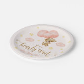 テディベアとピンクバルーン赤ちゃんシャワー ペーパープレート (アングル)