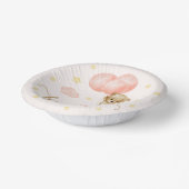 テディベアとピンクバルーン赤ちゃんシャワー ペーパーボウル (傾斜あり)