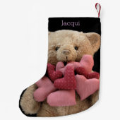 テディベアとファブリックハート スモールクリスマスストッキング (裏面)