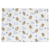 テディベアとブルーハートベビーシャワー ラージペーパーバッグ (裏面)