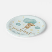 テディベアとブルーバルーン赤ちゃんシャワー ペーパープレート (アングル)