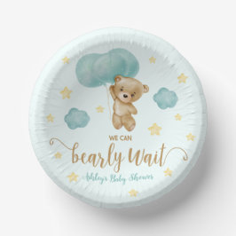 テディベアとブルーバルーン赤ちゃんシャワー ペーパーボウル