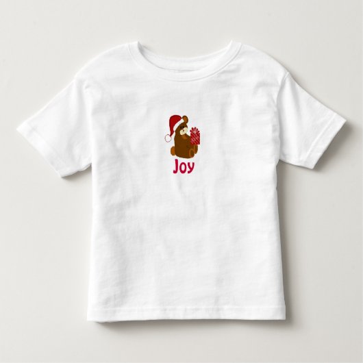 テディベアとホリデープレゼント – Joy トドラーTシャツ (正面)