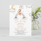 テディベアとボーホレインボーベビーシャワー 招待状 (スタンド正面)