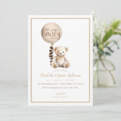 テディベアとユーカリプタスバルーンベイビーシャワー 招待状 (スタンド正面)