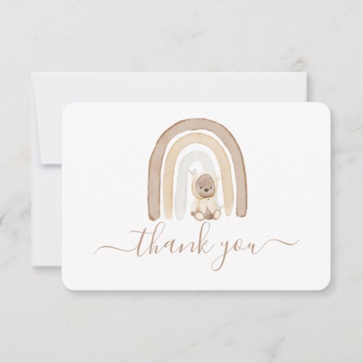 テディベアとレインボーサンキューカード サンキューカード (正面)