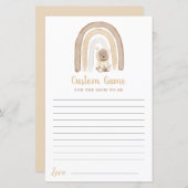 テディベアとレインボーベビーシャワーカスタムゲーム (正面/裏面)