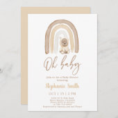 テディベアとレインボーベビーシャワー招待状 招待状 (正面/裏面)