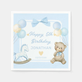 テディベアとロッキングホース スタンダードカクテルナプキン