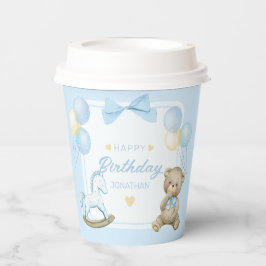 テディベアとロッキングホース 紙コップ